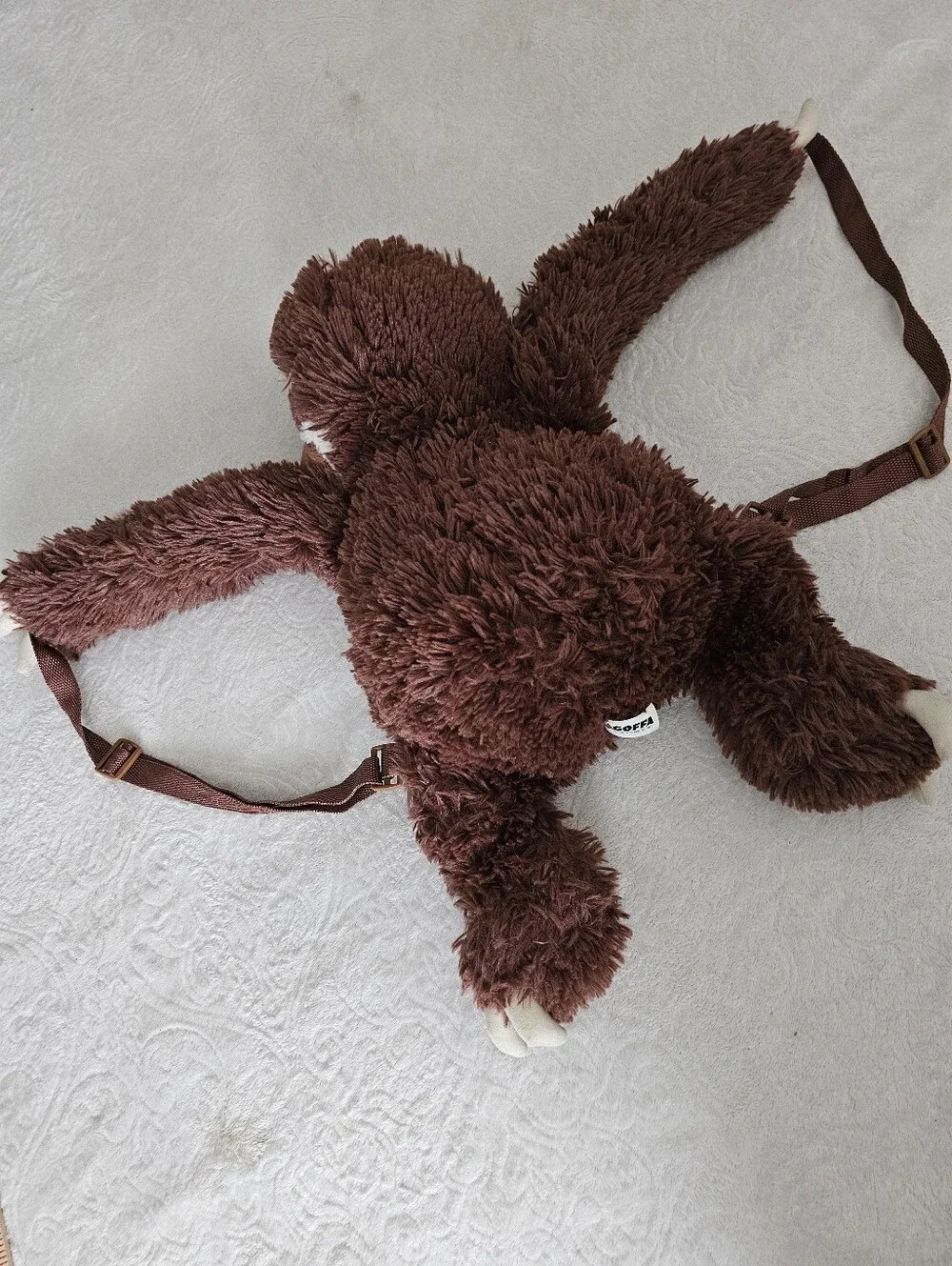 Goffa Plush Sloth Backpack Brown Stuffed Animal Zipper Bag Adjustable Strap Euc